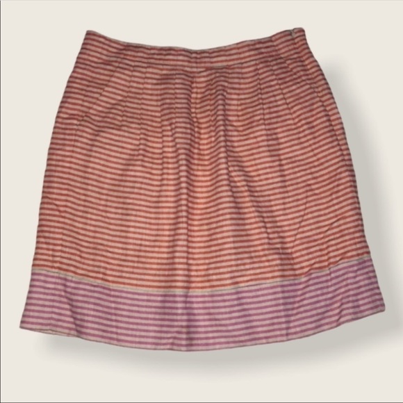 Ann Loft Linen Skirt Orange & Pink Stripes Size 2 - Picture 1 of 7